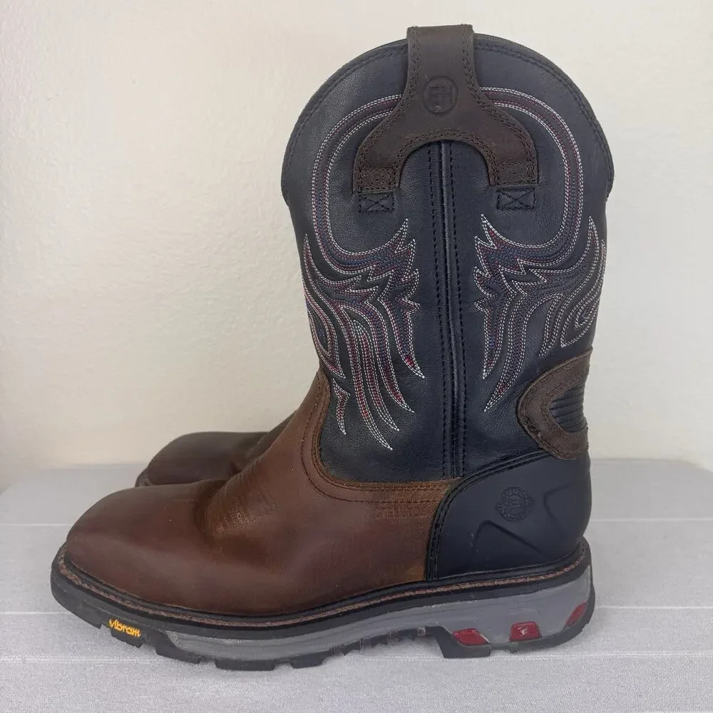 Justin Tanker Steel Toe Leather Western Work Boots Walnut Brown Black 15 EE